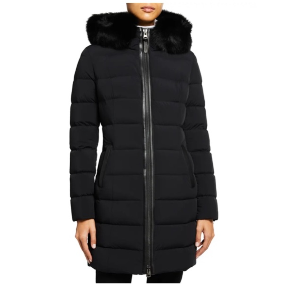 Mackage Calla Stretch Lightweight Down Jacket with Fur Ruff